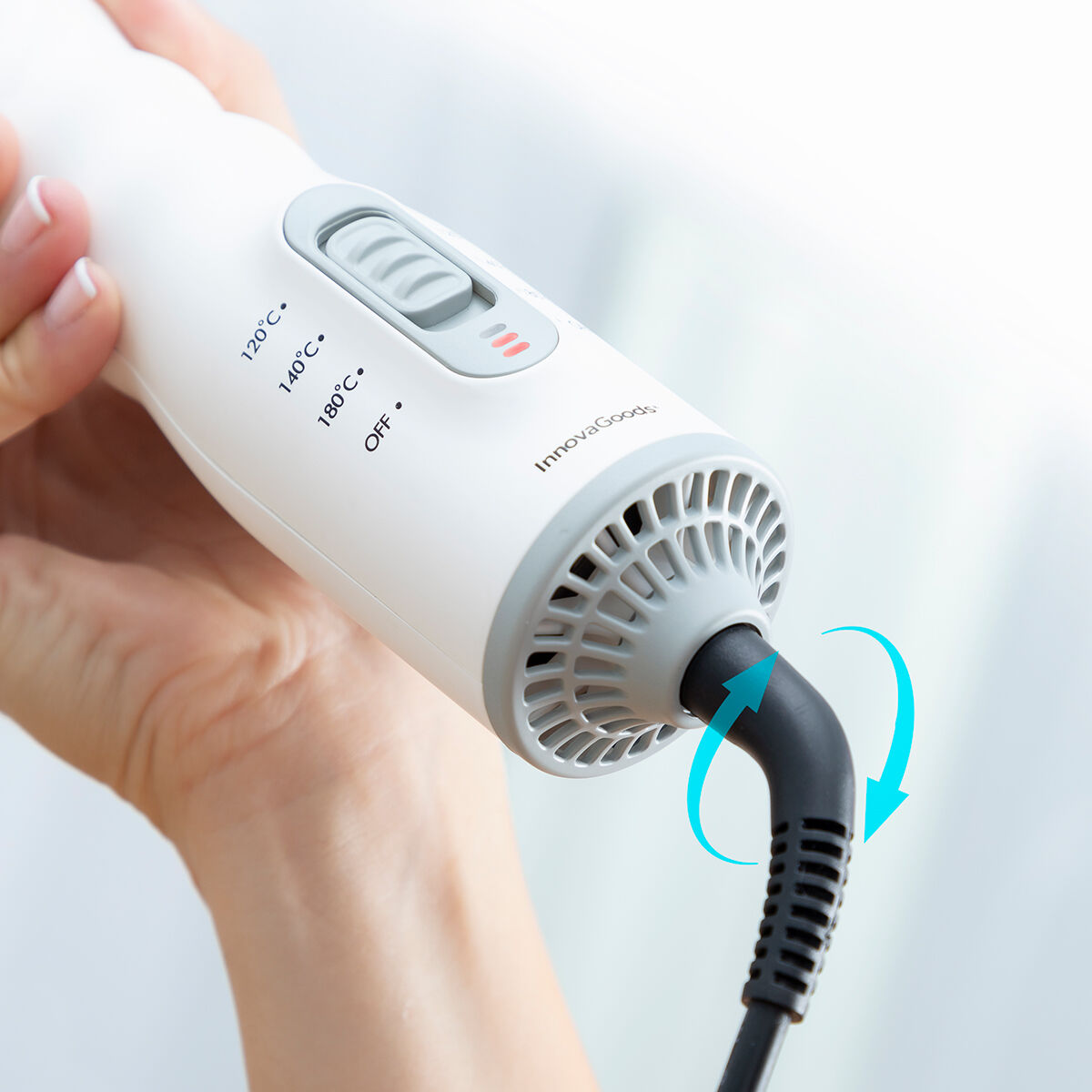 3-in-1 Drying, Styling and Curling Hairbrush Dryple InnovaGoods 550 W product packaging