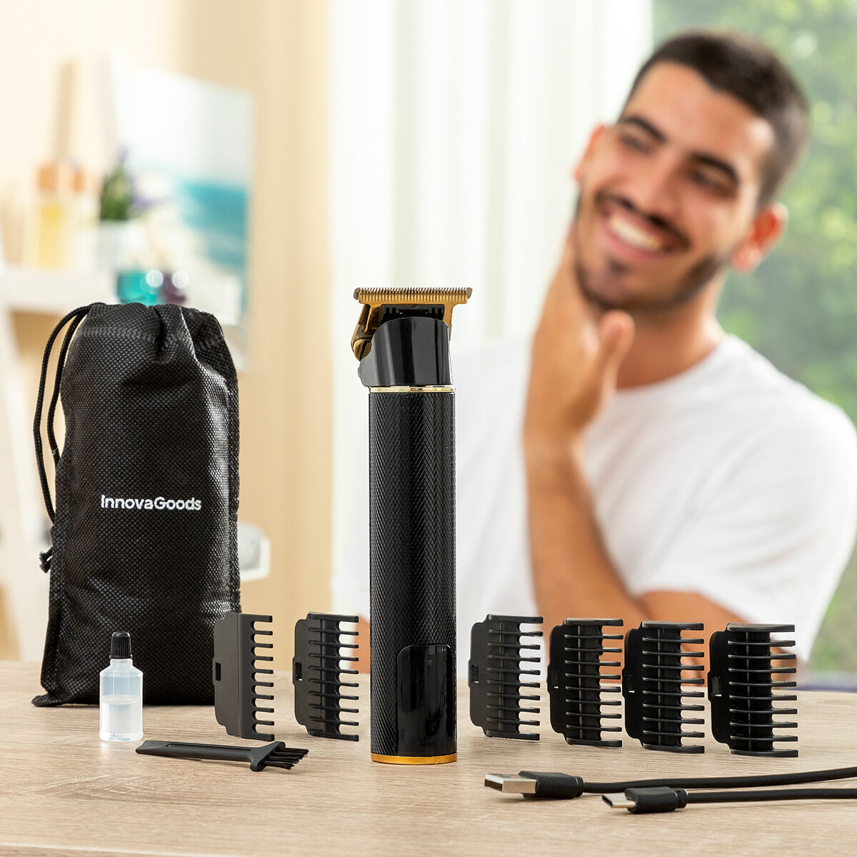 Professional Rechargeable Hair Clipper with Accessories Triher InnovaGoods product packaging