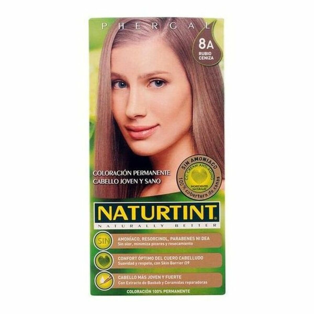 Dye No Ammonia Naturtint A Ash Blonde Nº 8a Rubio Ceniza Nº 8a-Rubio Ceniza 170 ml for Women product packaging