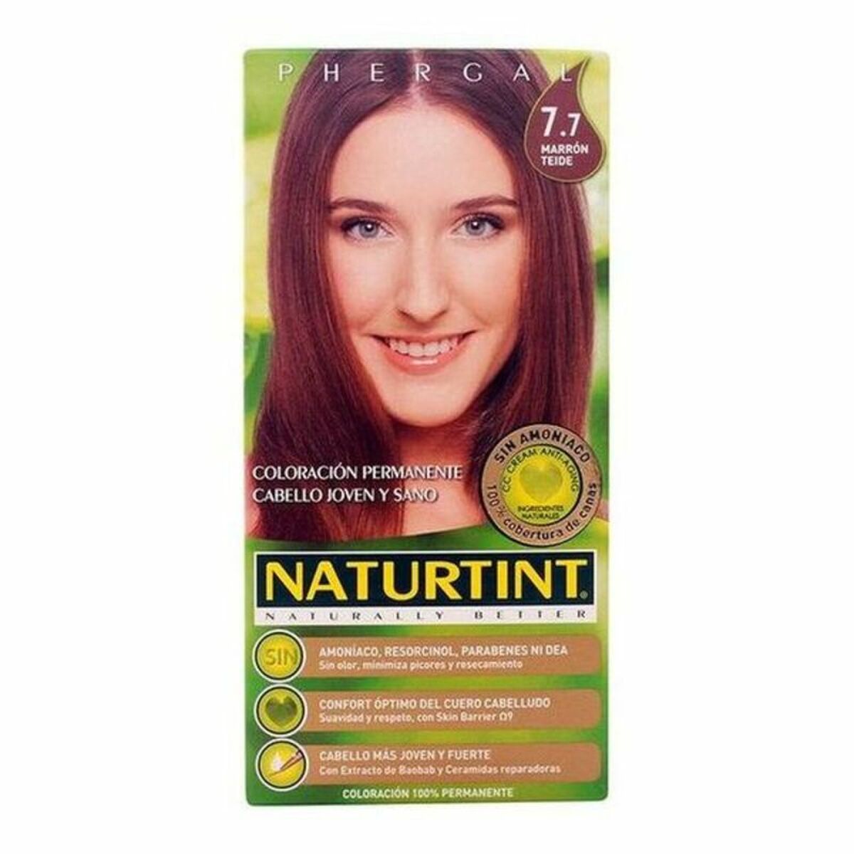 Dye No Ammonia Naturtint Chesnut Brown Nº 7.7 Marron Teide Nº 7.7-Marron Teide 170 ml for Women product packaging