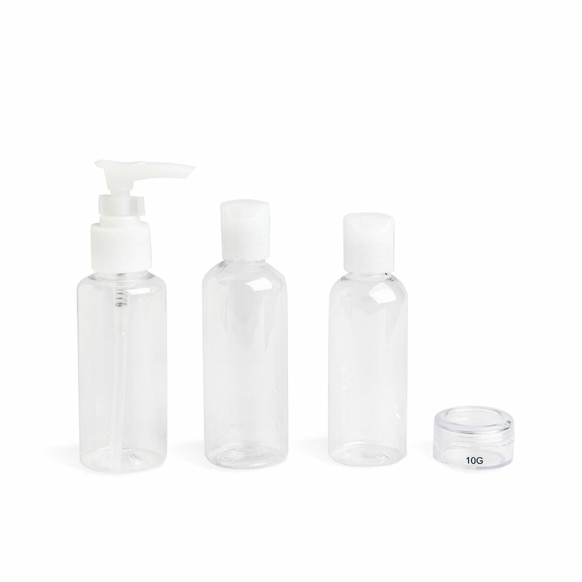 4-in-1 Travel Liquid Dispenser IDC Institute Travel Transparent Set 4 Pieces product packaging