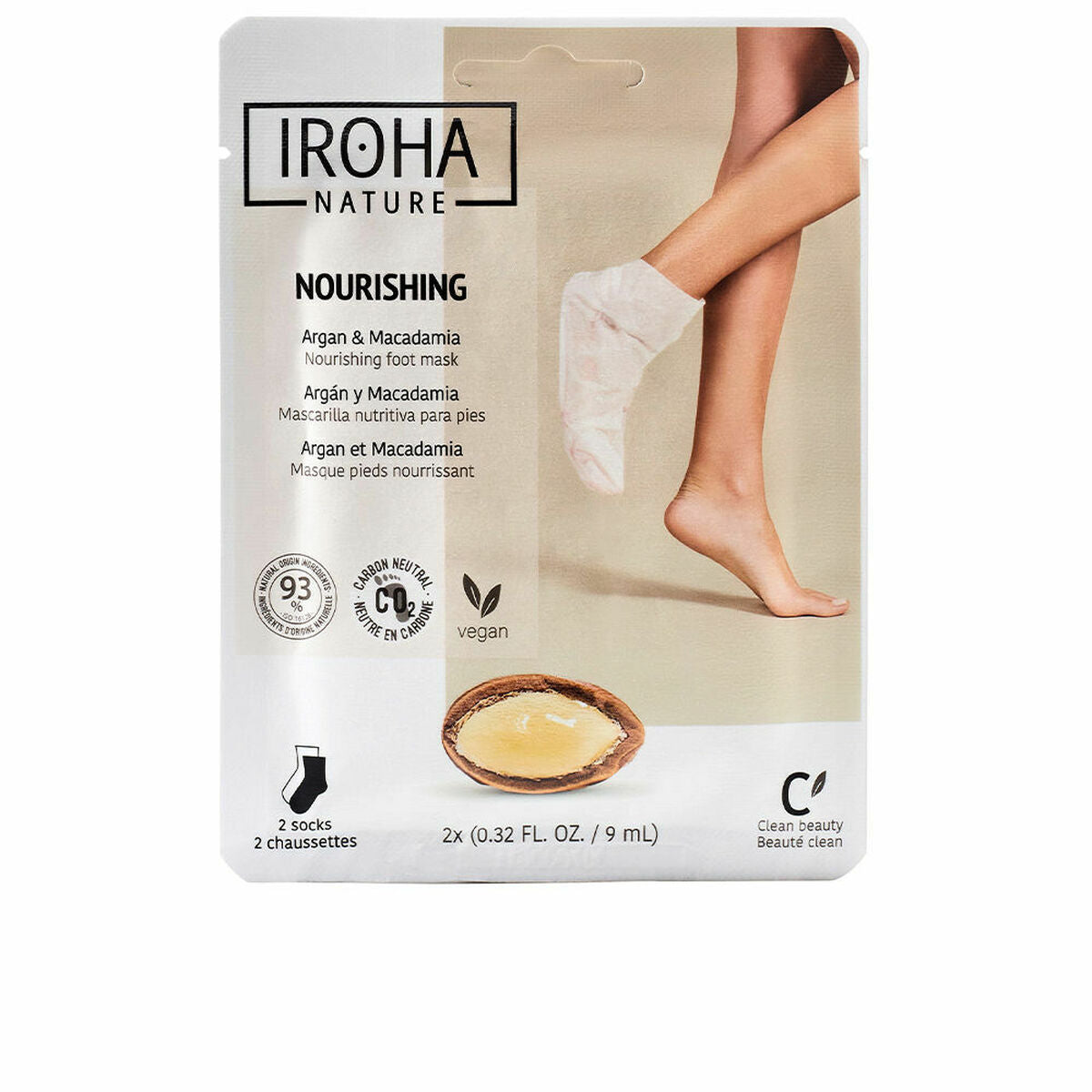 Foot Mask Iroha Argan Macadamia Socks Macadamia nut Argan (1 Unit) mask packaging