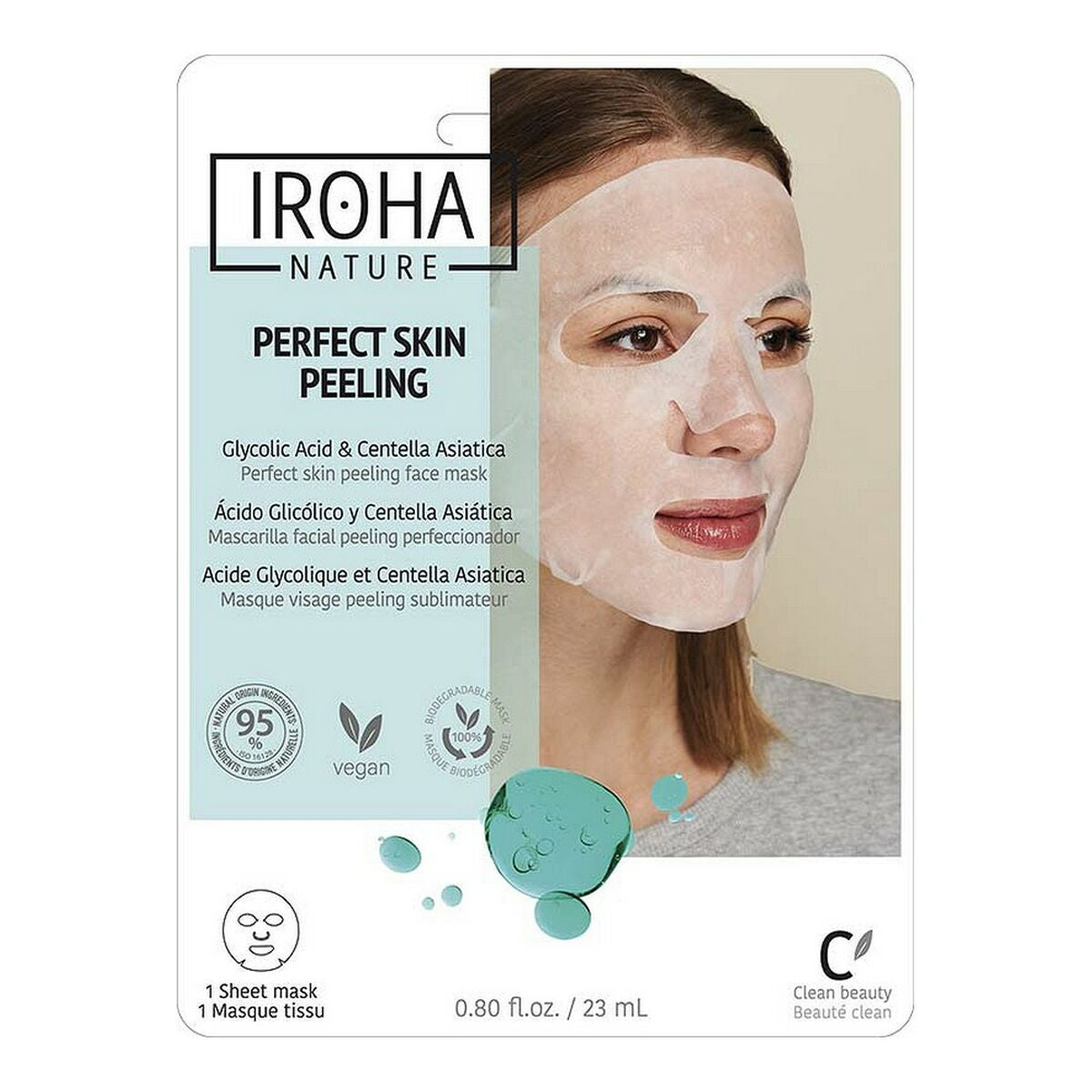 Glycolic Peeling Mask Iroha Perfect Skin Peeling 23 ml mask packaging