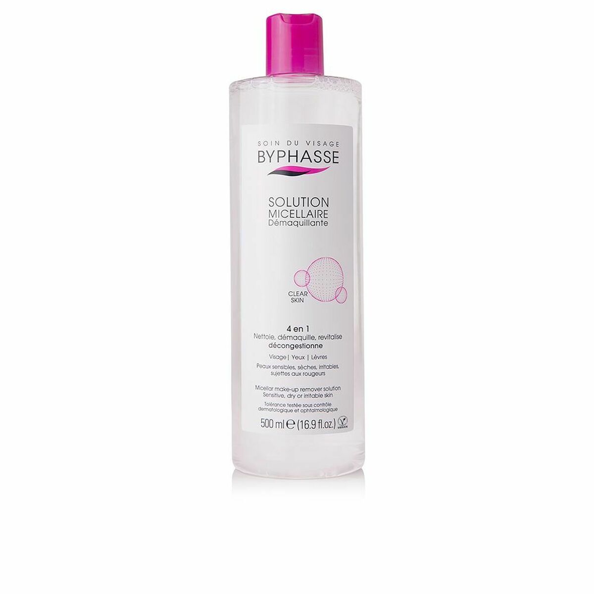 Make Up Remover Micellar Water Byphasse 500 ml 4-in-1 product packaging