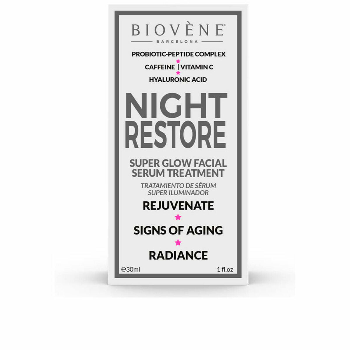 Facial Serum Biovène Night Restore 30 ml for Women serum bottle