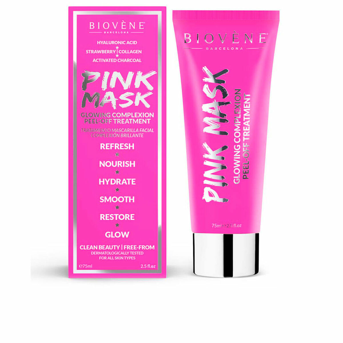 Facial Mask Peel Off Biovène Pink 75 ml for Women mask packaging