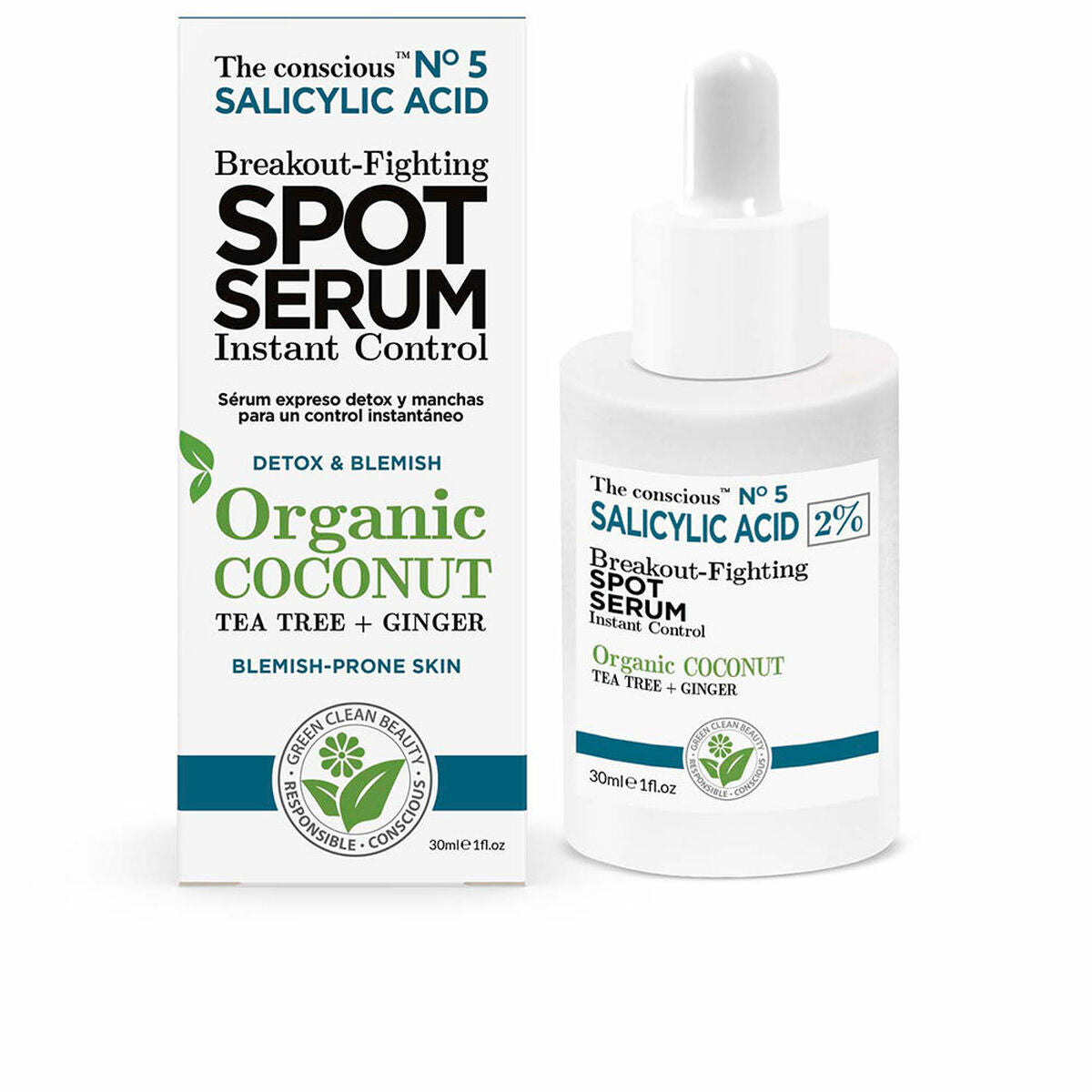 Facial Serum The Conscious Salicylic Acid 30 ml Coconut for Women serum bottle