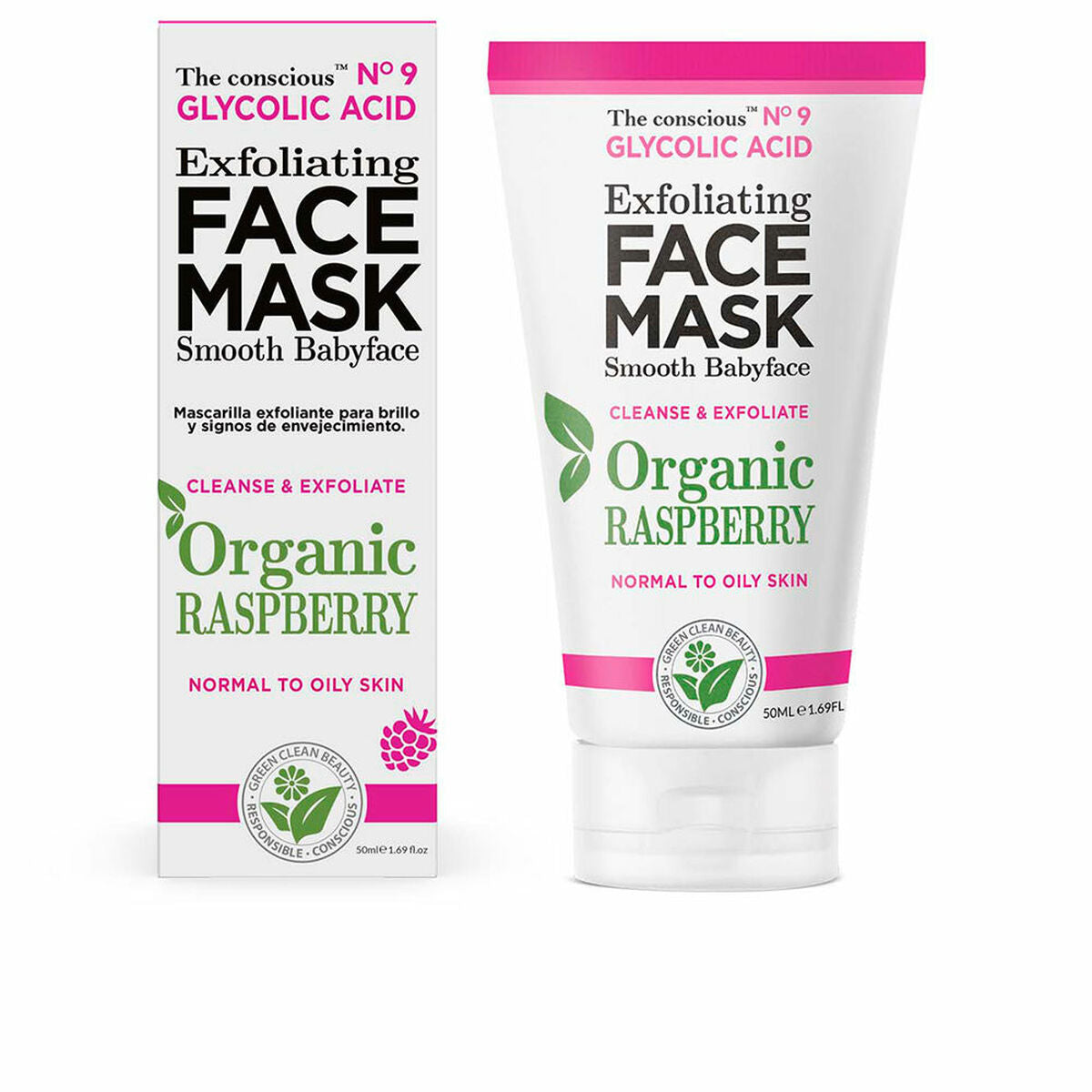 Exfoliating Mask The Conscious Glycolic Acid 50 ml Raspberry for Women mask packaging