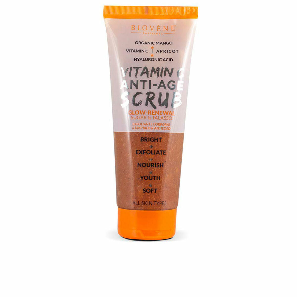 Exfoliating Body Gel Biovène Vitamin C Age Scrub 250 ml Anti-ageing Handle Vitamin C skincare packaging