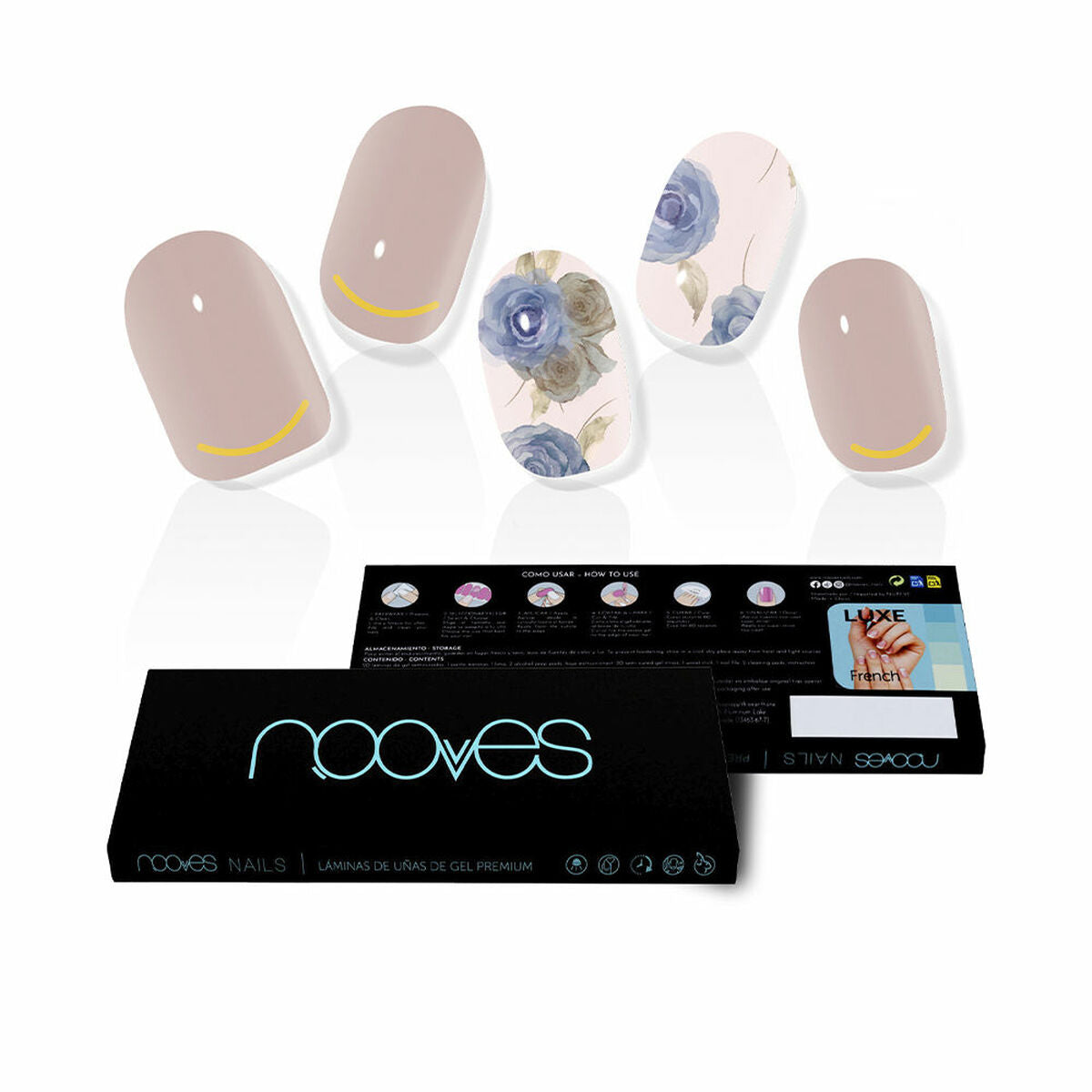 False nails Nooves Elegant Floral metal Gel Self-adhesives 20 Pieces skincare packaging