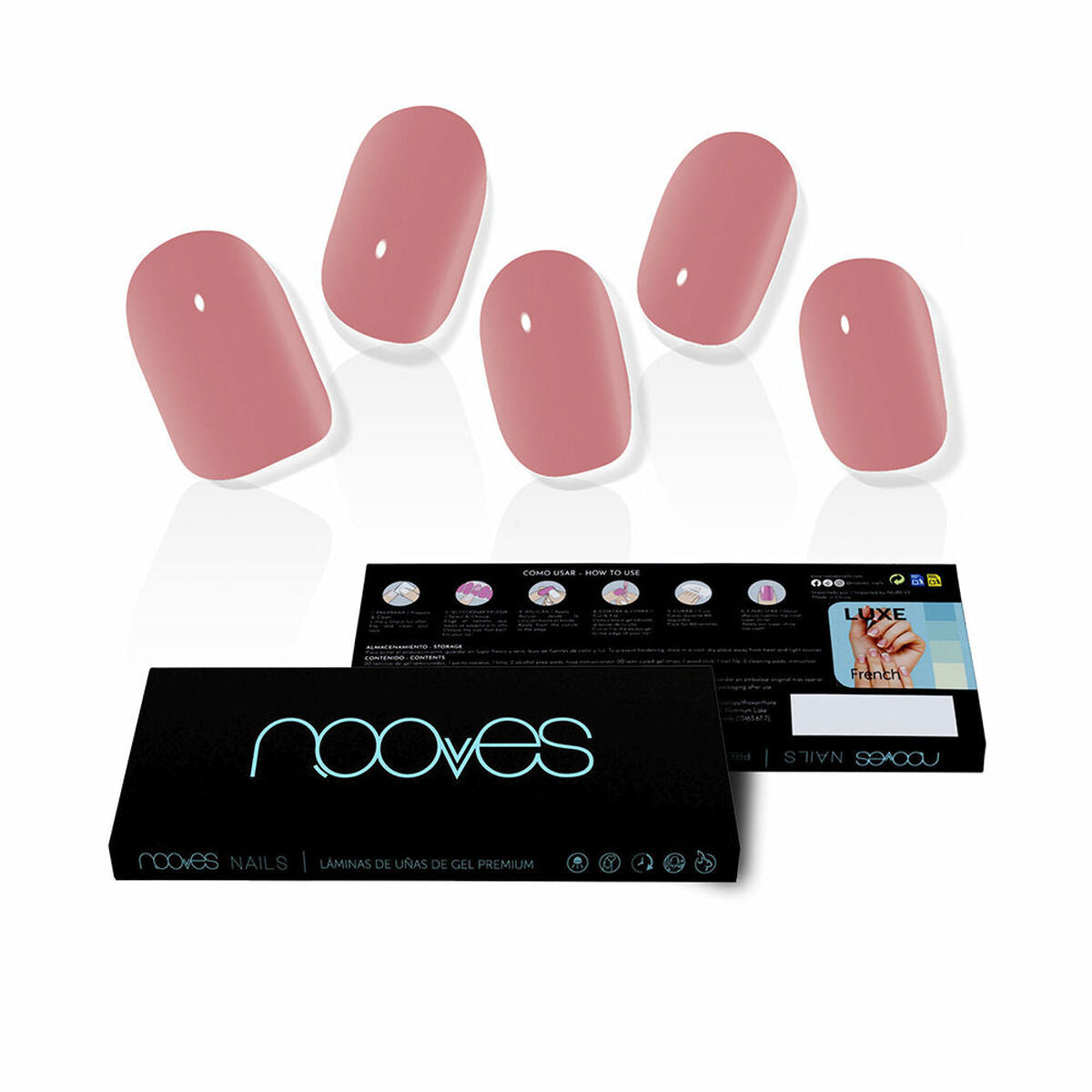 False nails Nooves Dusty Rose Cat Eye Gel Self-adhesives 20 Pieces skincare packaging
