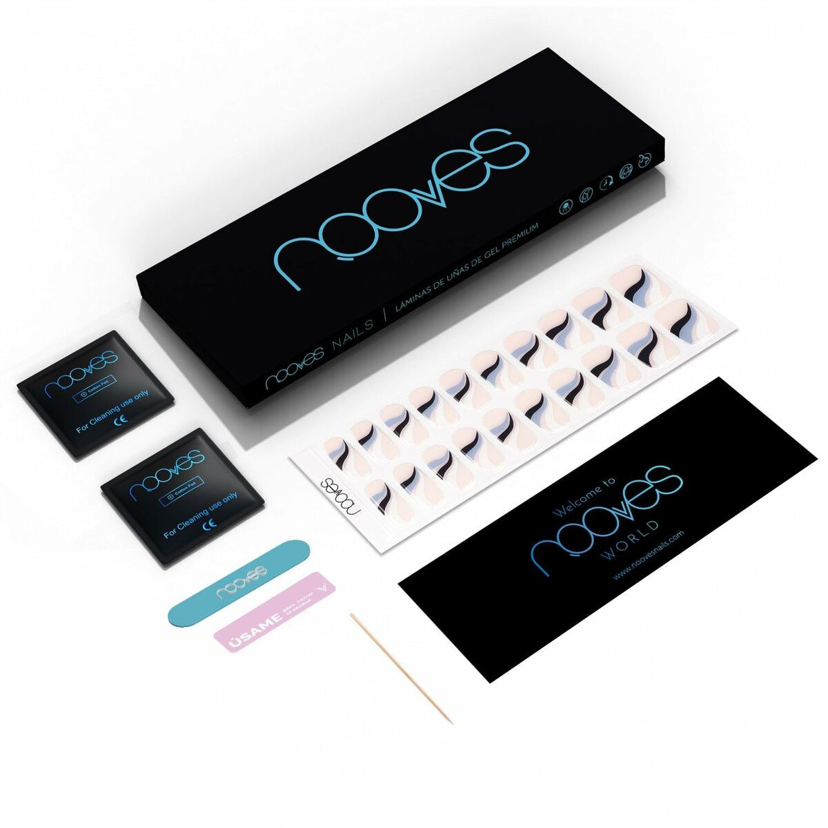 Gel Nail Strips Nooves Láminas De Uñas De Gel art design Flowing stream 20 Pieces skincare packaging