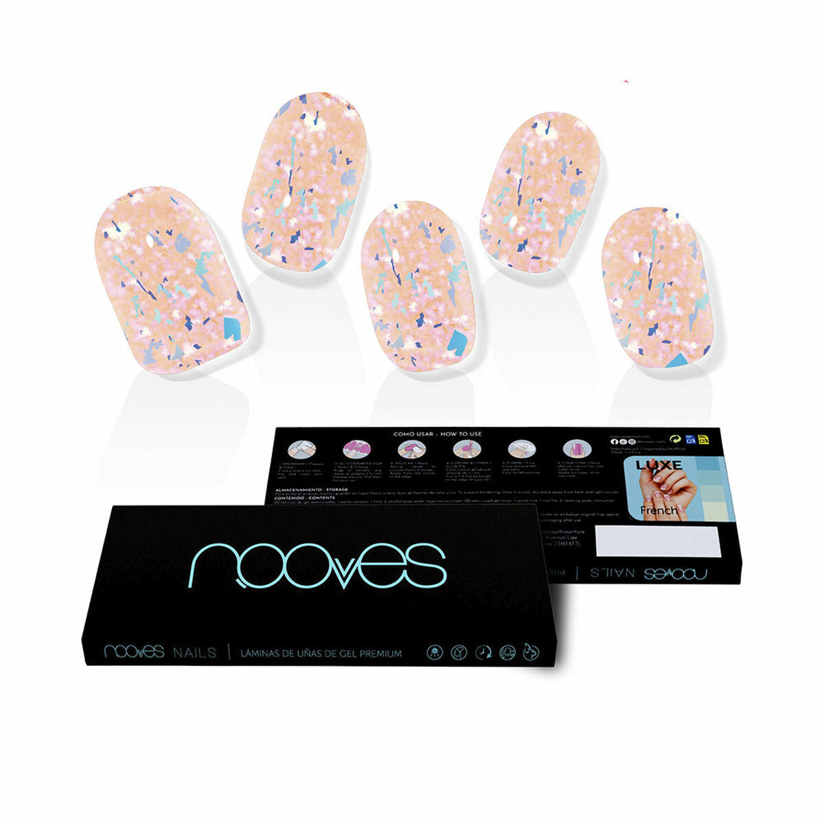 False nails Nooves Peach Galettes metal Gel Self-adhesives 20 Pieces skincare packaging