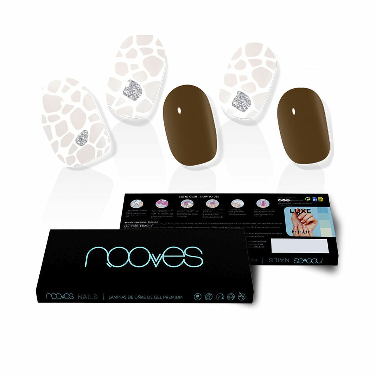 False nails Nooves Suzanne Glitter Gel Self-adhesives 20 Pieces skincare packaging