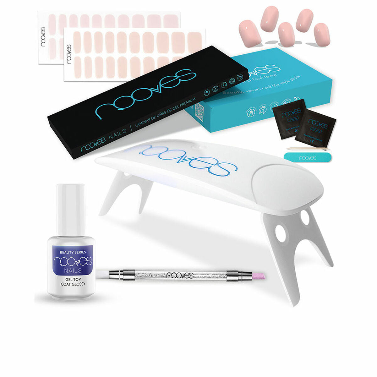 Manicure Set Nooves Premium Light Pink Gel Nail Strips 8 Pieces skincare packaging