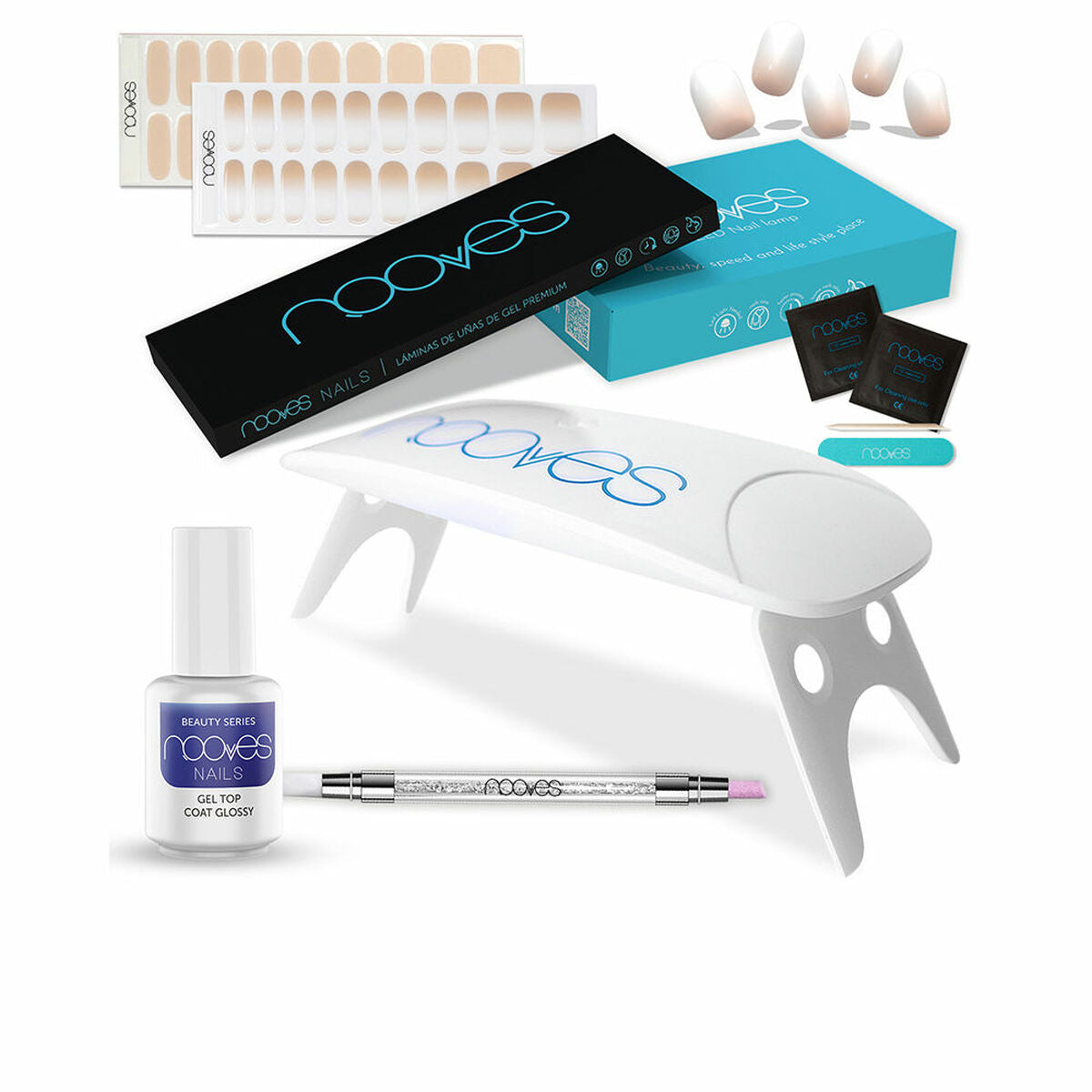 Manicure Set Nooves Premium Beige Gel Nail Strips 8 Pieces skincare packaging