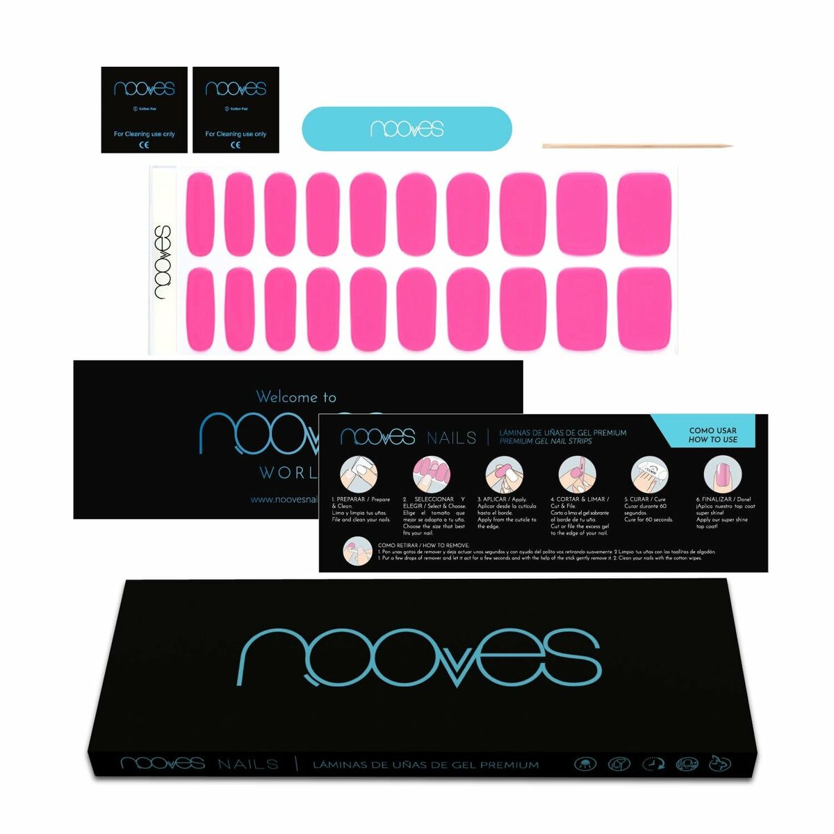 Gel Nail Strips Nooves Láminas De Uñas De Gel Barbie girl 20 Pieces skincare packaging