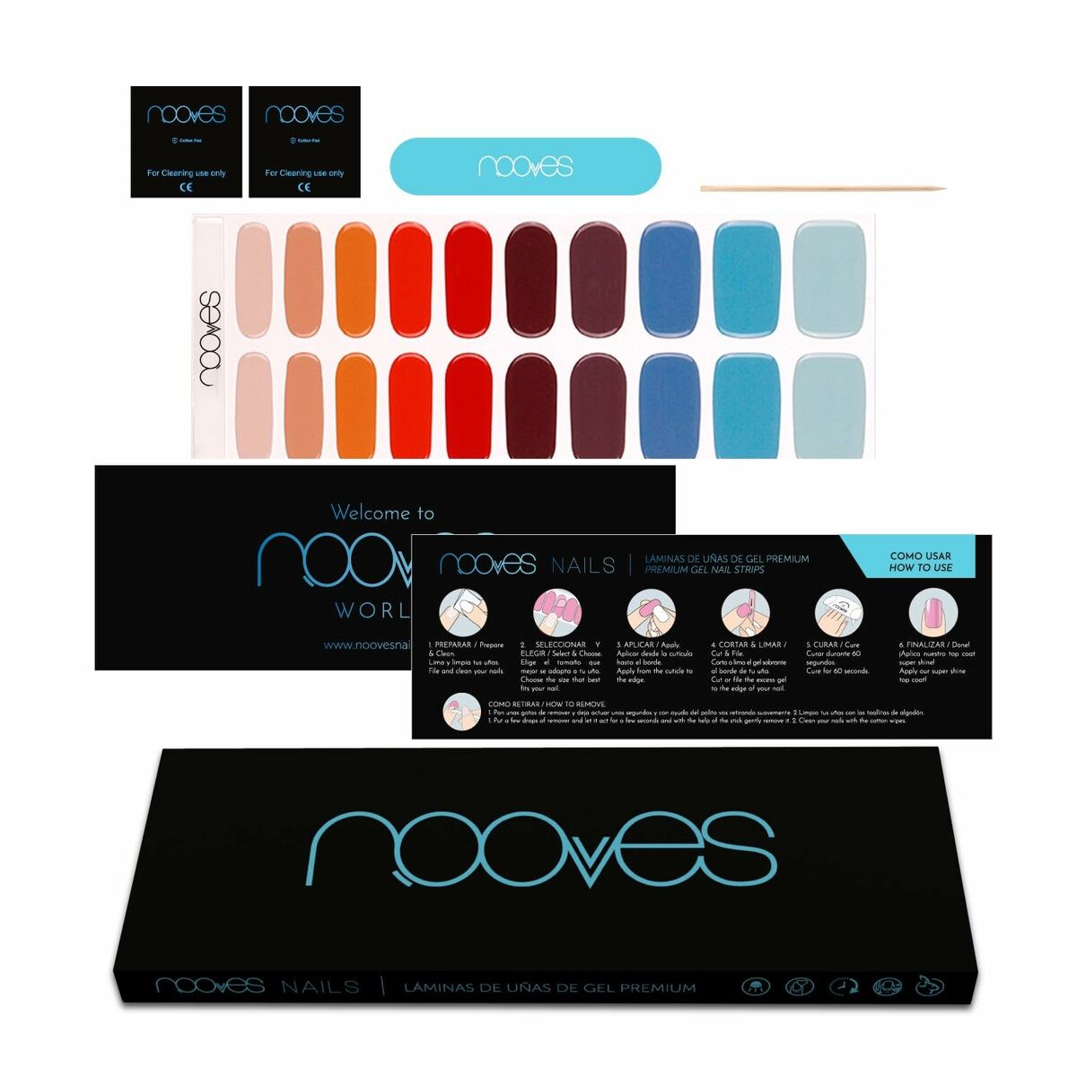 Gel Nail Strips Nooves Láminas De Uñas De Gel Melody 20 Pieces skincare packaging