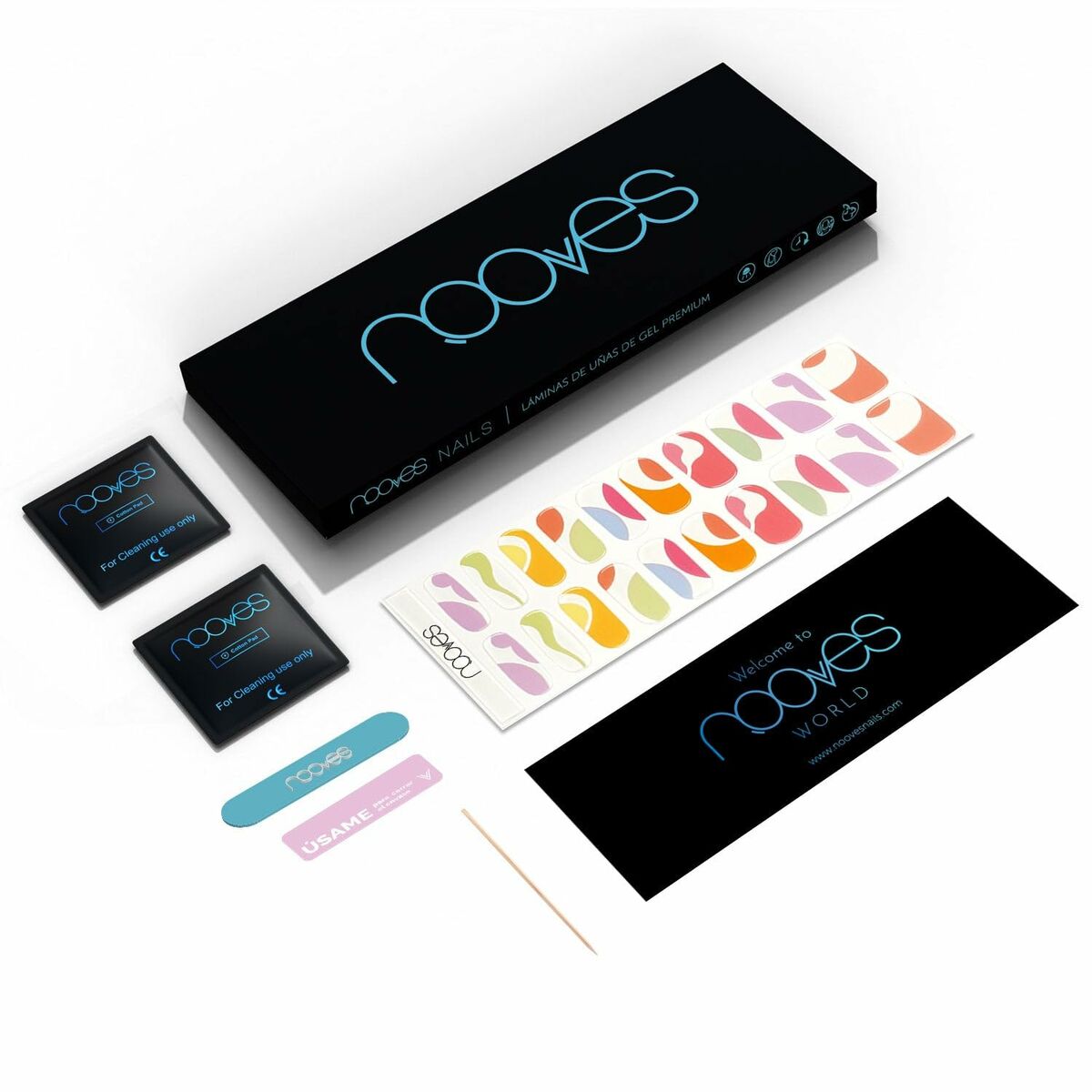 Gel Nail Strips Nooves Láminas De Uñas De Gel Paradise 20 Pieces skincare packaging