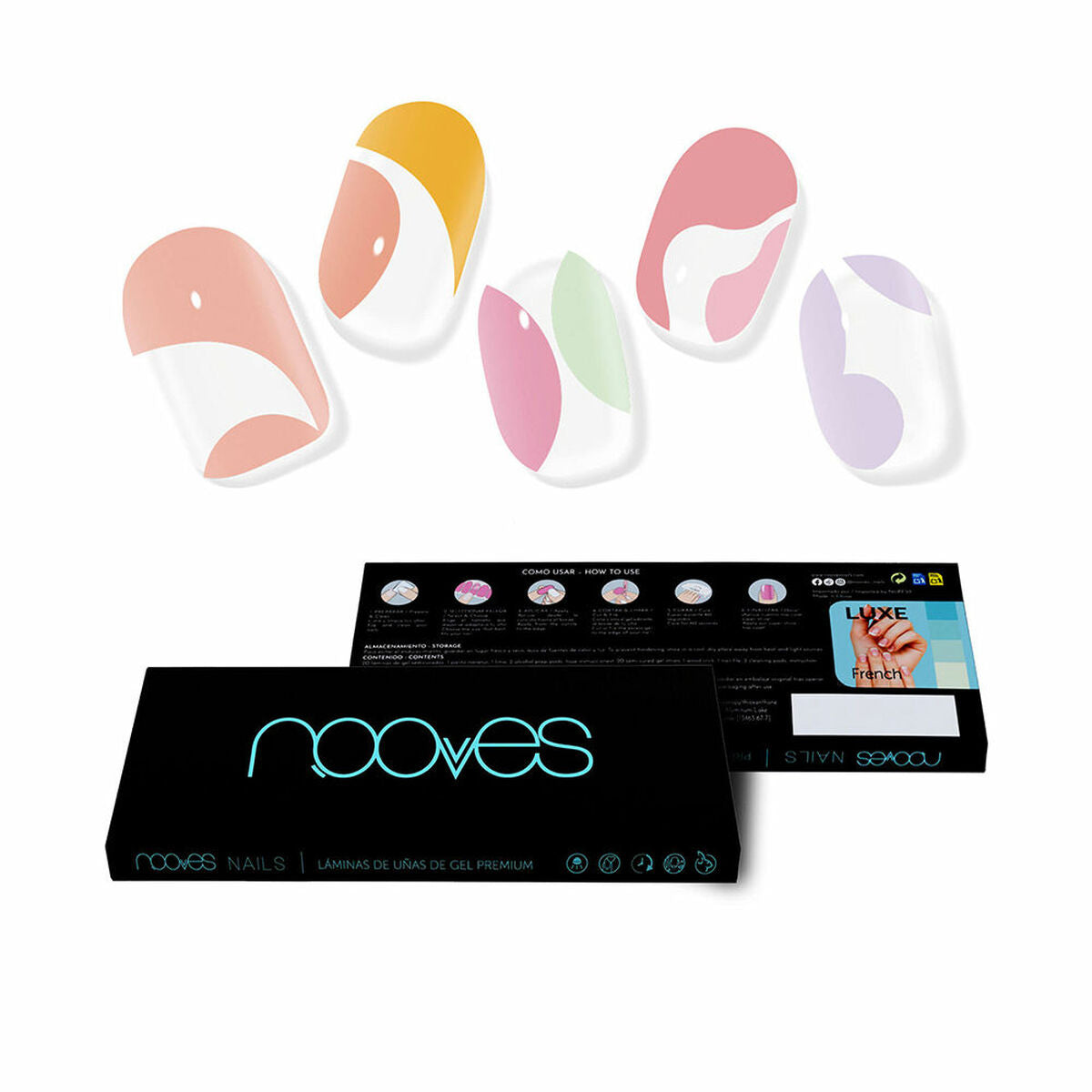 Gel Nail Strips Nooves Láminas De Uñas De Gel Paradise 20 Pieces skincare packaging