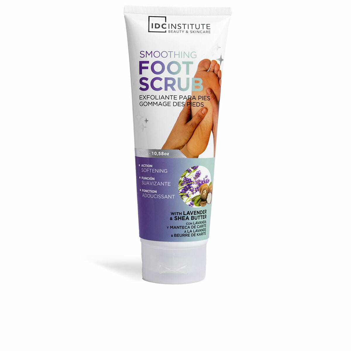 Moisturising Foot Cream IDC Institute SMOOTHING FOOT SCRUB 300 g skincare packaging