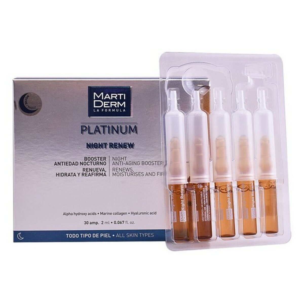 Ampoules Martiderm Platinum Night Renew product packaging