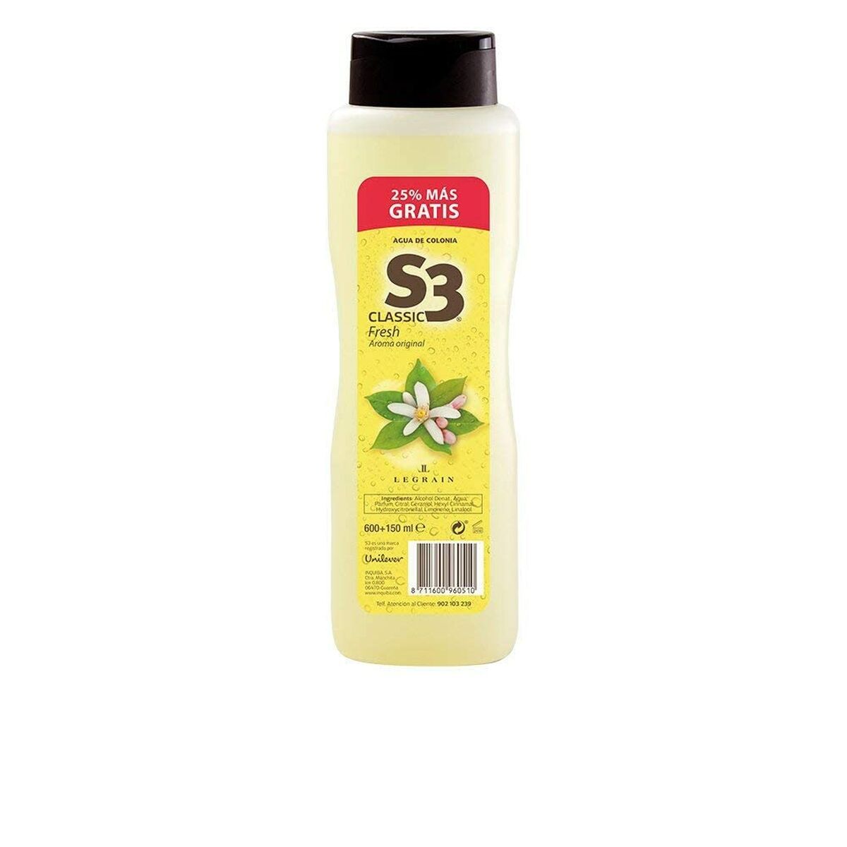 Eau de Cologne S3 Classic Fresh EDC 750 ml 600 ml + 150 ml for Women bottle