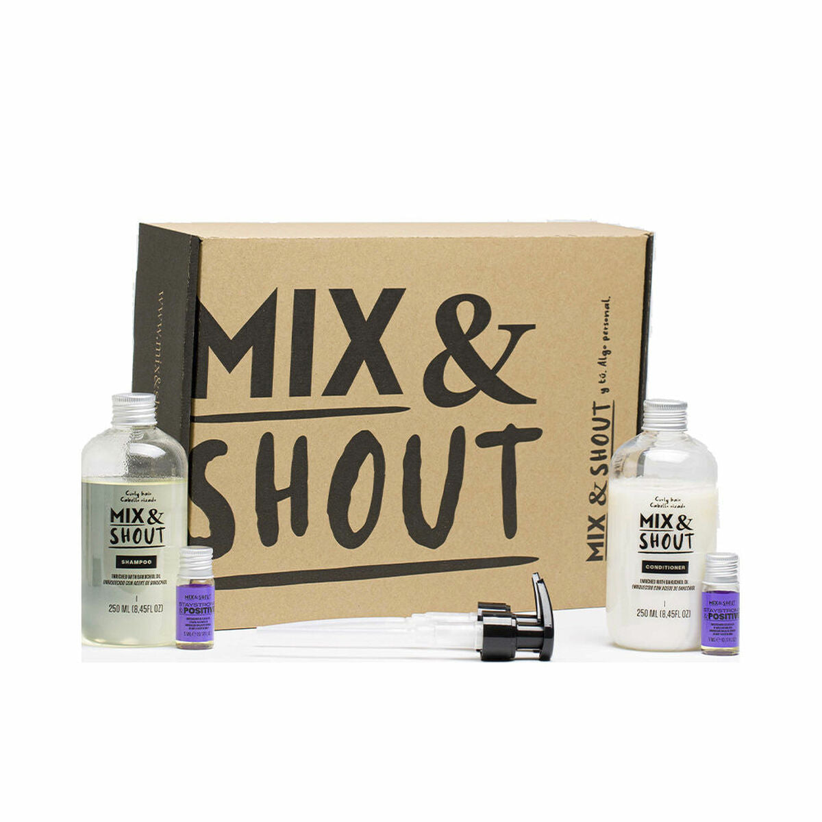 Shampoo Mix & Shout Rutina Rizado Protector Lote Curly hair 4 Pieces shampoo bottle