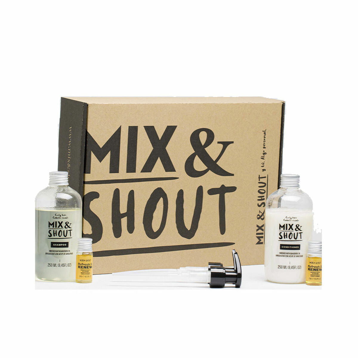 Shampoo Mix & Shout Rutina Rizado Reparador Lote Curly hair 4 Pieces shampoo bottle