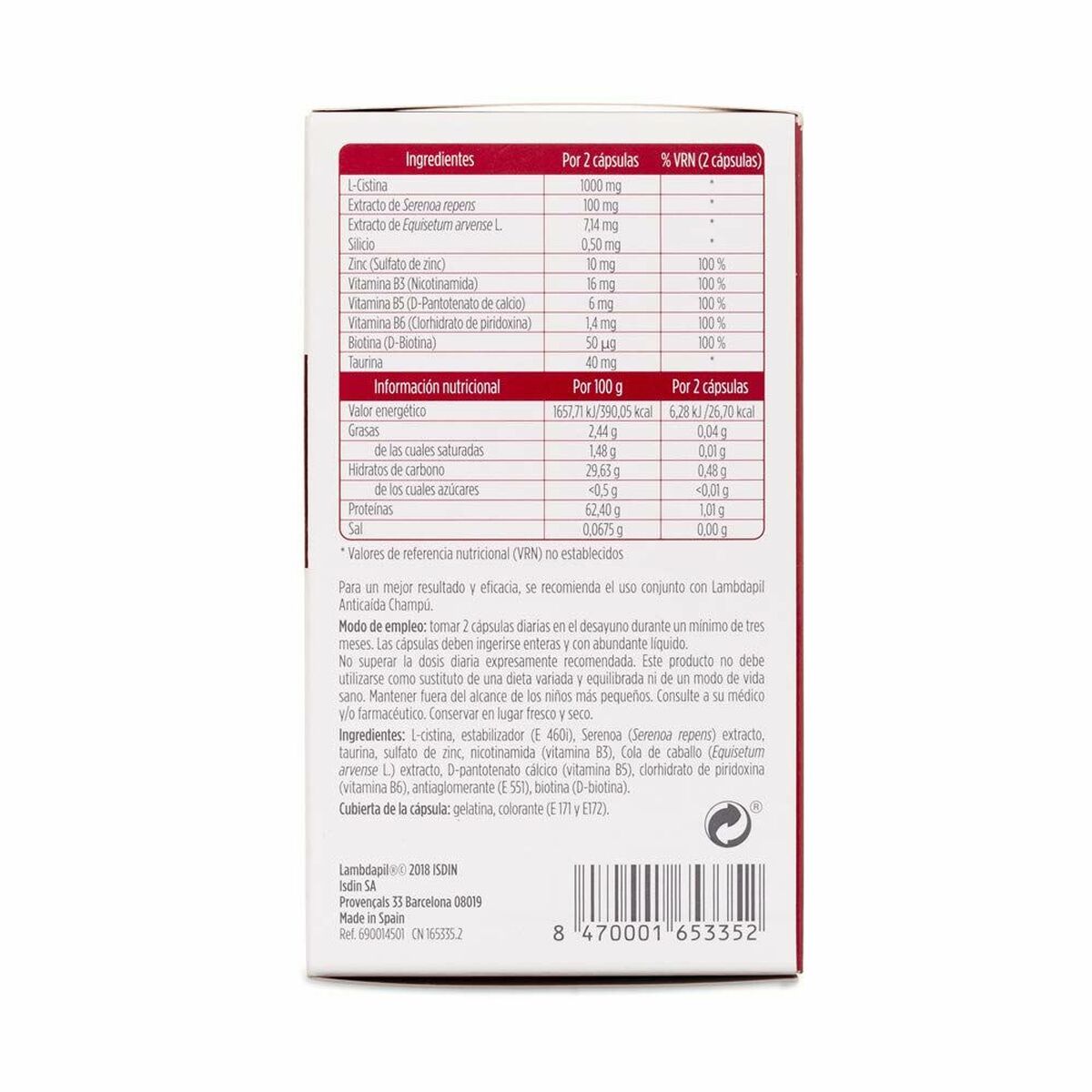 Capsules Isdin 53 Anti-Hair Loss Care (60 Units) product packaging