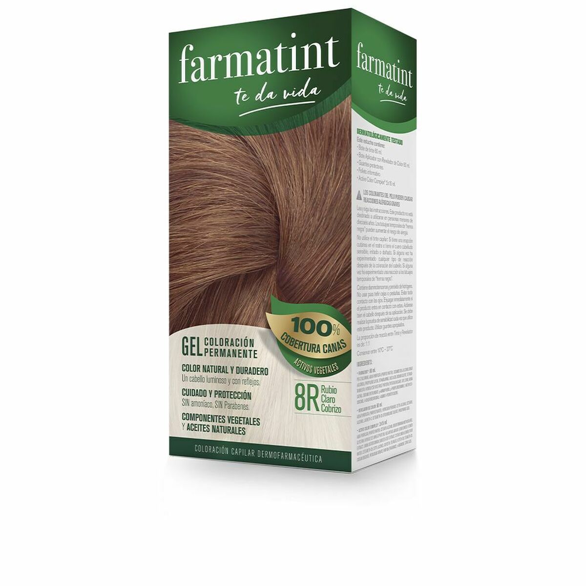 Permanent Dye Farmatint 8r-Rubio Claro Cobrizo Nº 8r-Rubio Claro Cobrizo Gel (5 Units) skincare packaging
