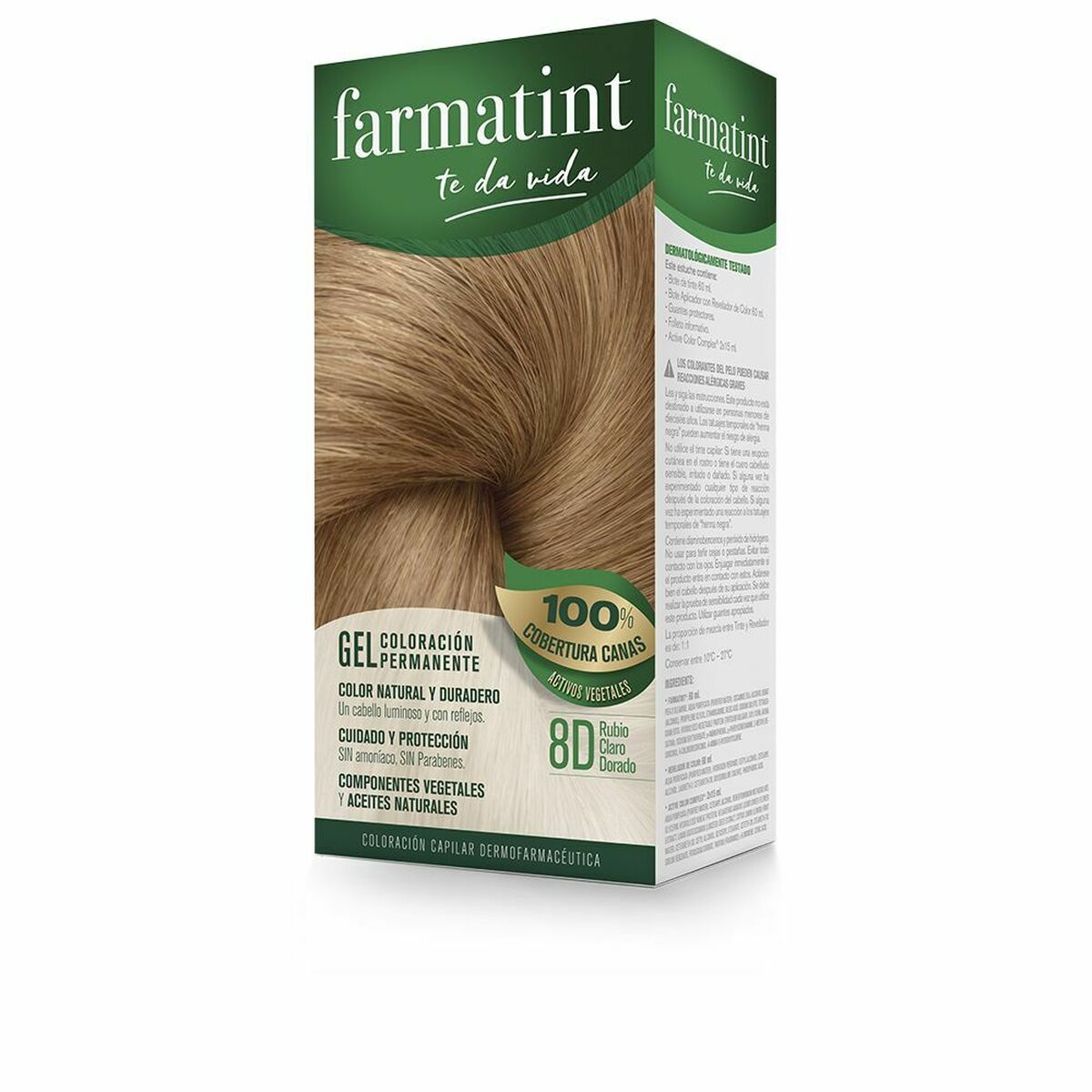 Permanent Dye Farmatint Gel 8d-Rubio Claro Dorado Nº 8d-Rubio Claro Dorado Gel (5 Units) skincare packaging