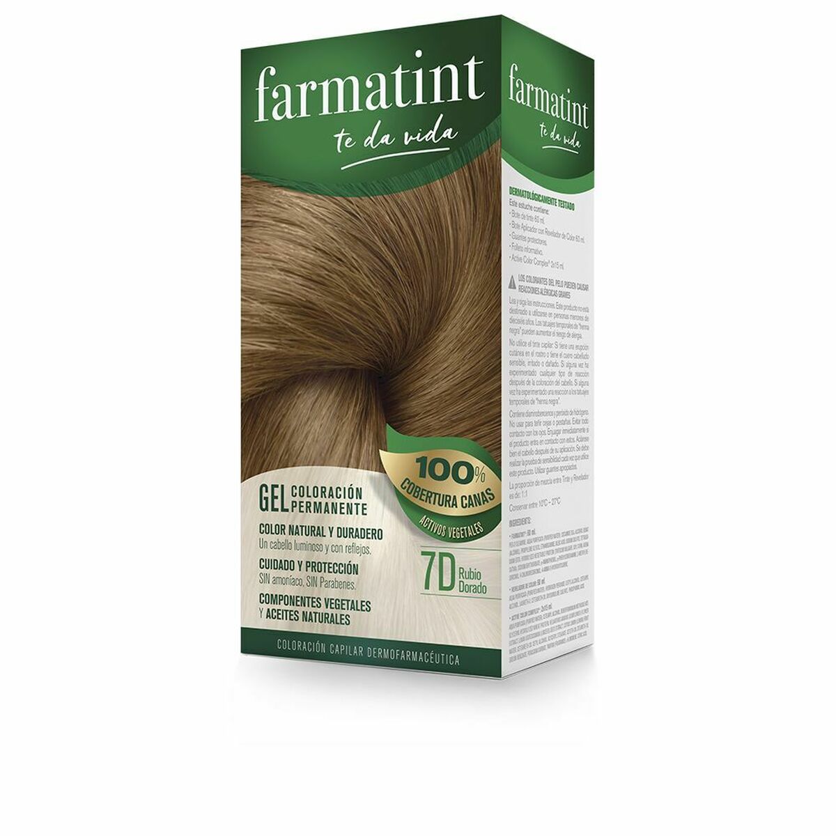 Permanent Dye Farmatint Gel 7d-Rubio Dorado Nº 7d-Rubio Dorado Gel (5 Units) skincare packaging
