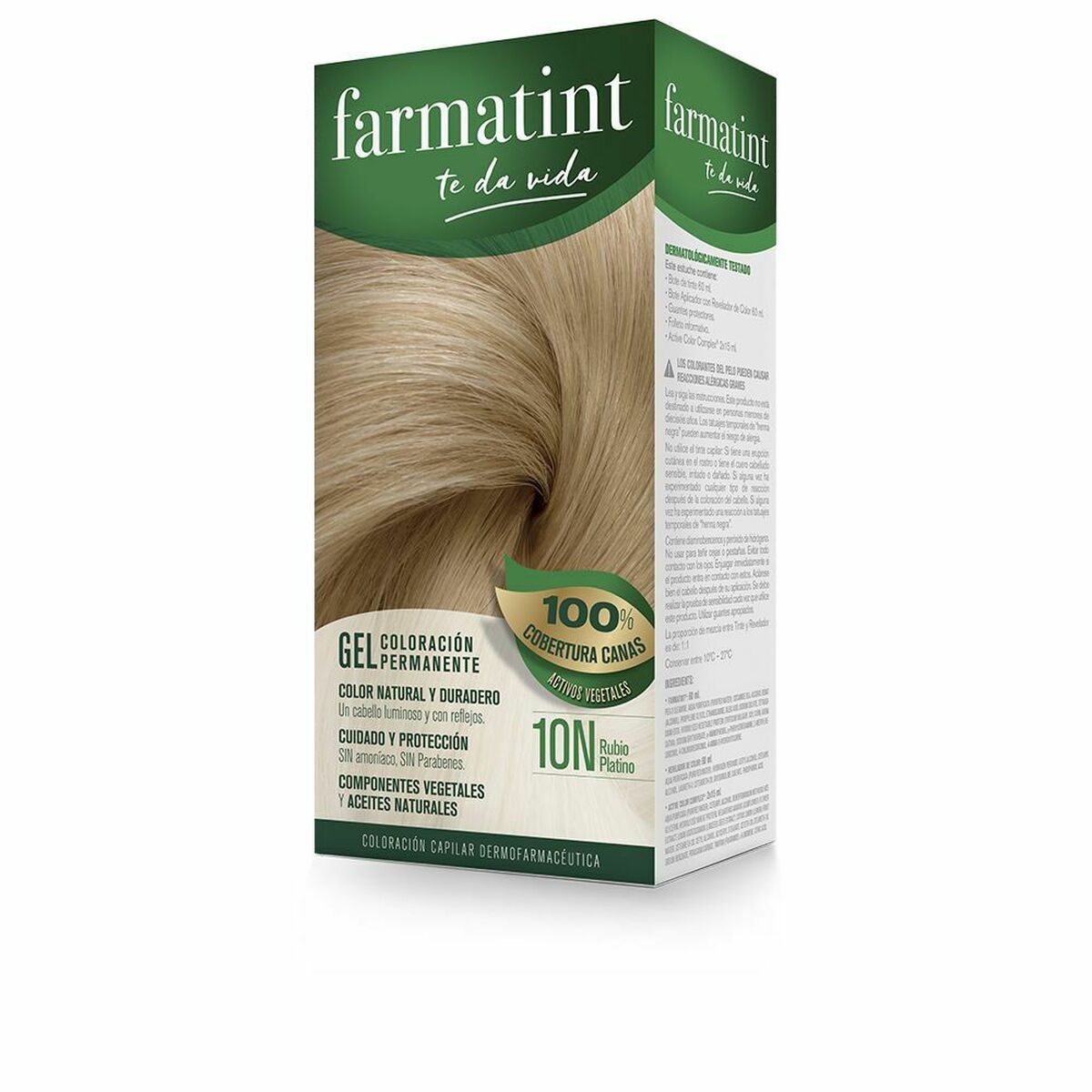 Permanent Dye Farmatint Gel 10n-Rubio Platino Nº 10n-Rubio Platino Gel (5 Units) skincare packaging