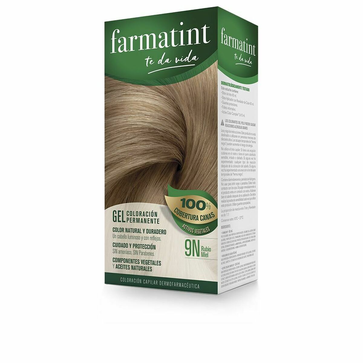 Permanent Dye Farmatint 9n-Rubio Miel Nº 9n-Rubio Miel Gel (5 Units) skincare packaging