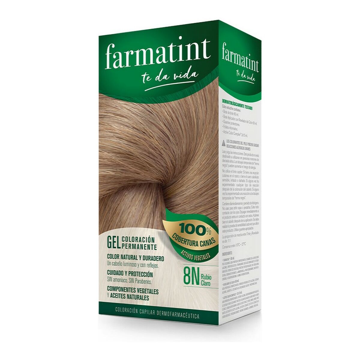 Permanent Dye Farmatint Gel Nº 8n-Rubio Claro (5 Units) skincare packaging