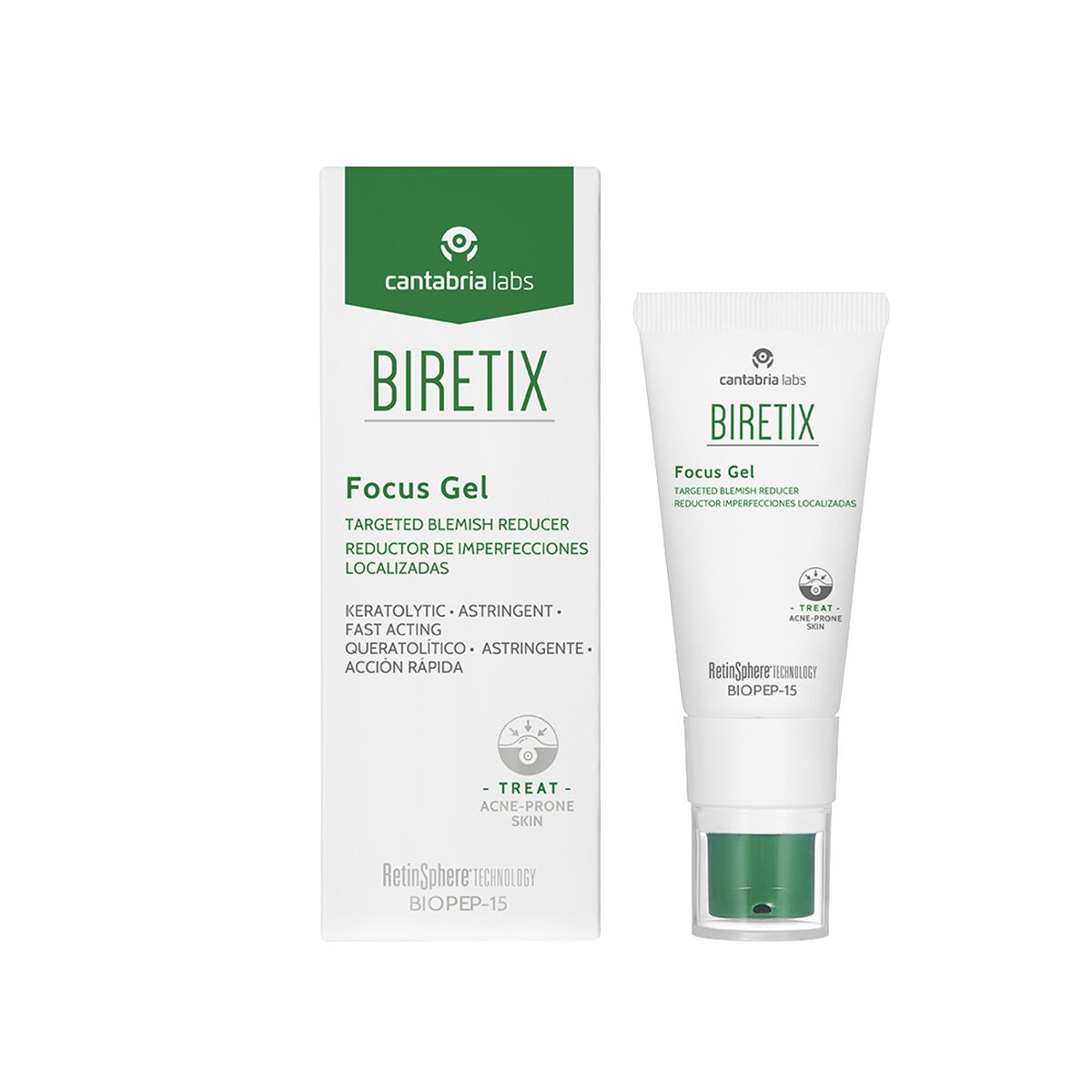 Anti-imperfection Care BIRETIX Focus Gel 15 ml skincare packaging