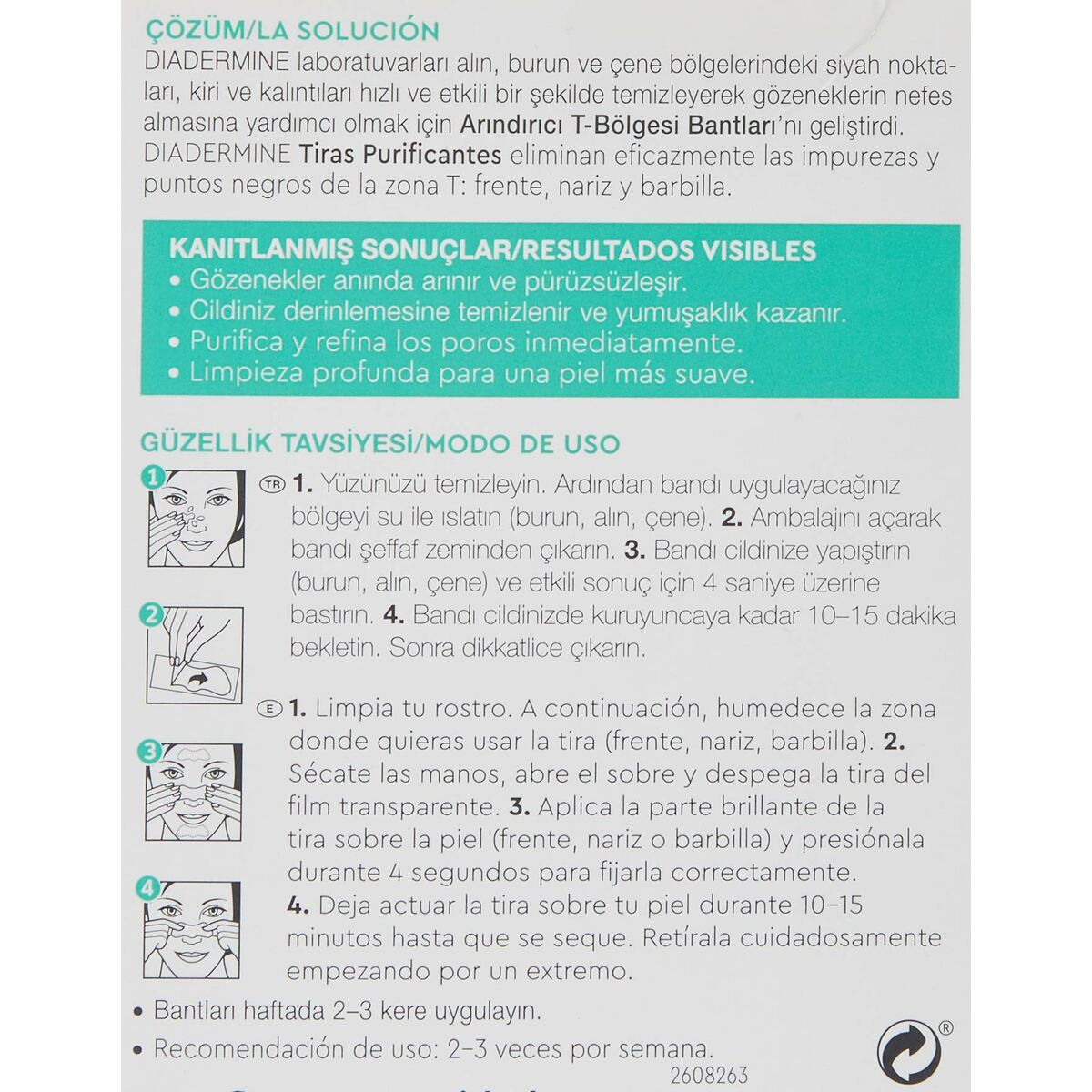 Acne Skin Care Diadermine Tiras Purificantes product packaging