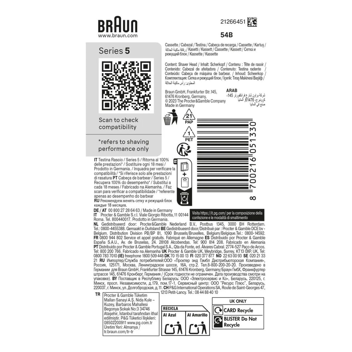 Replacement Head Braun 54B product packaging