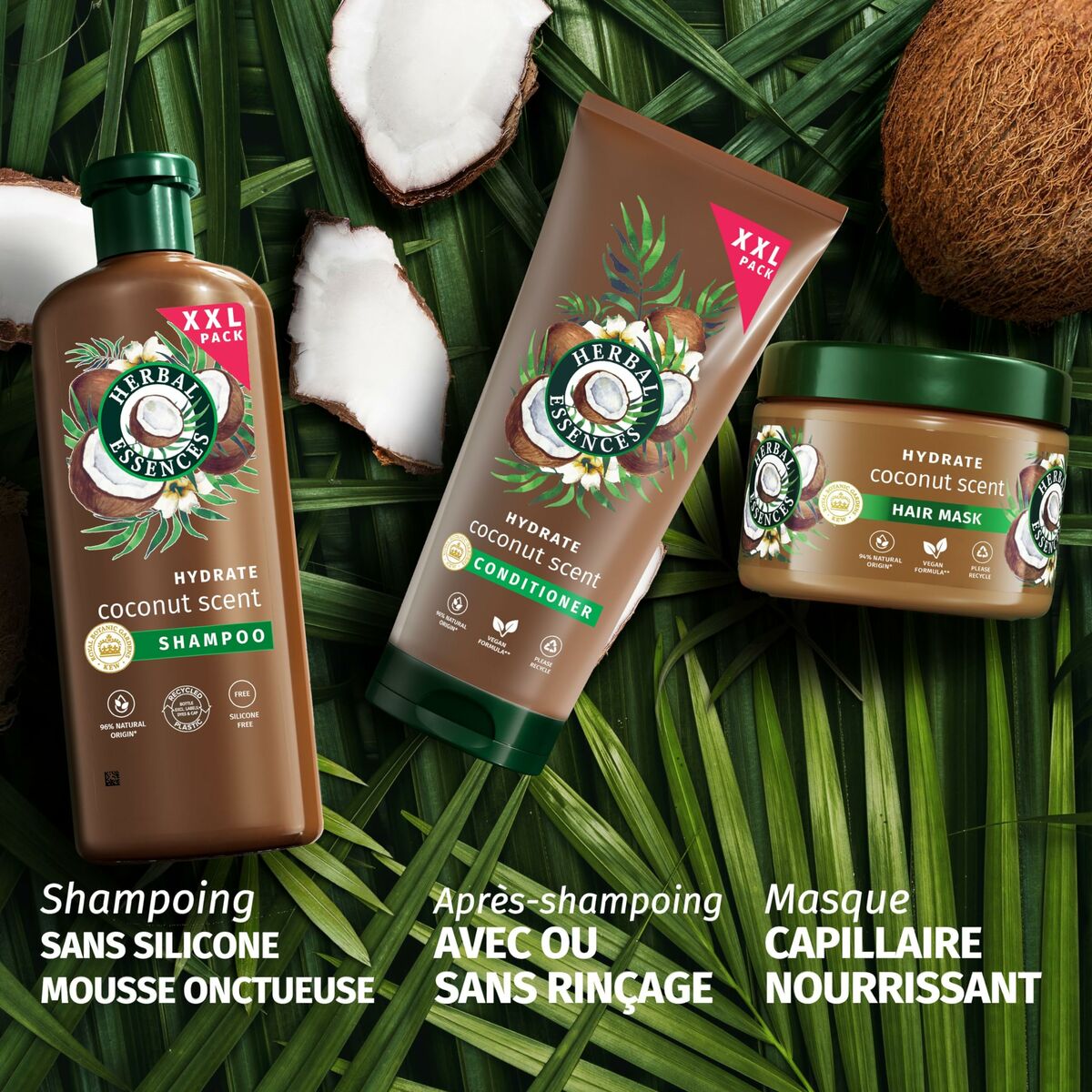 Moisturizing Shampoo Herbal Essences Coconut Scent 680 ml shampoo bottle