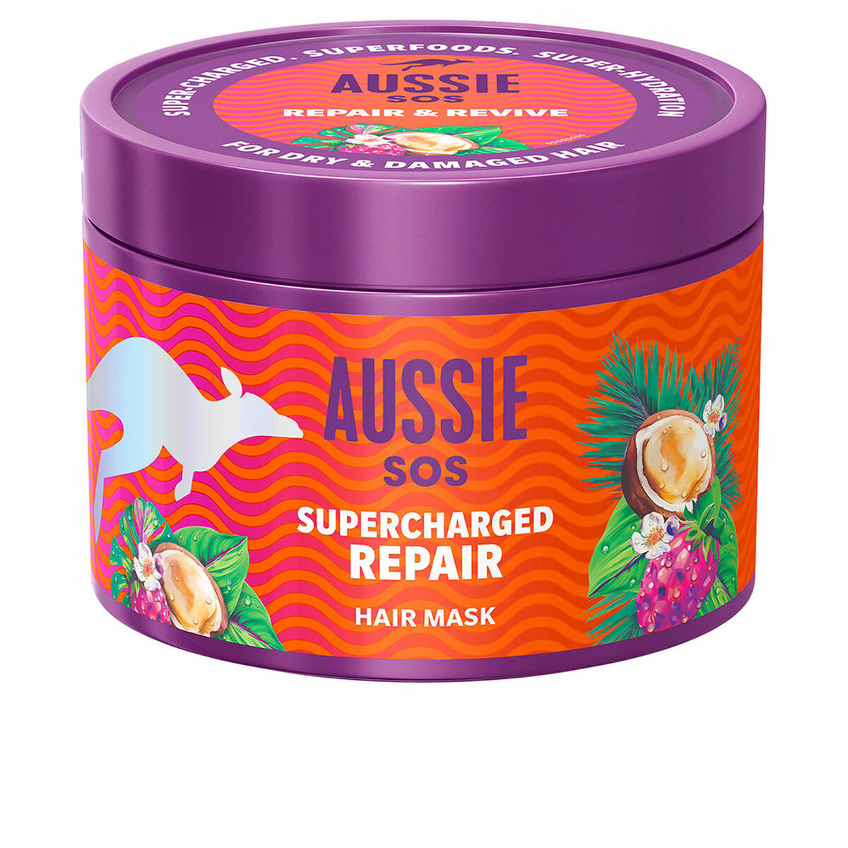 Hair Mask Aussie SOS SUPERCHARGED REPAIR 500 ml for Women hair mask packaging