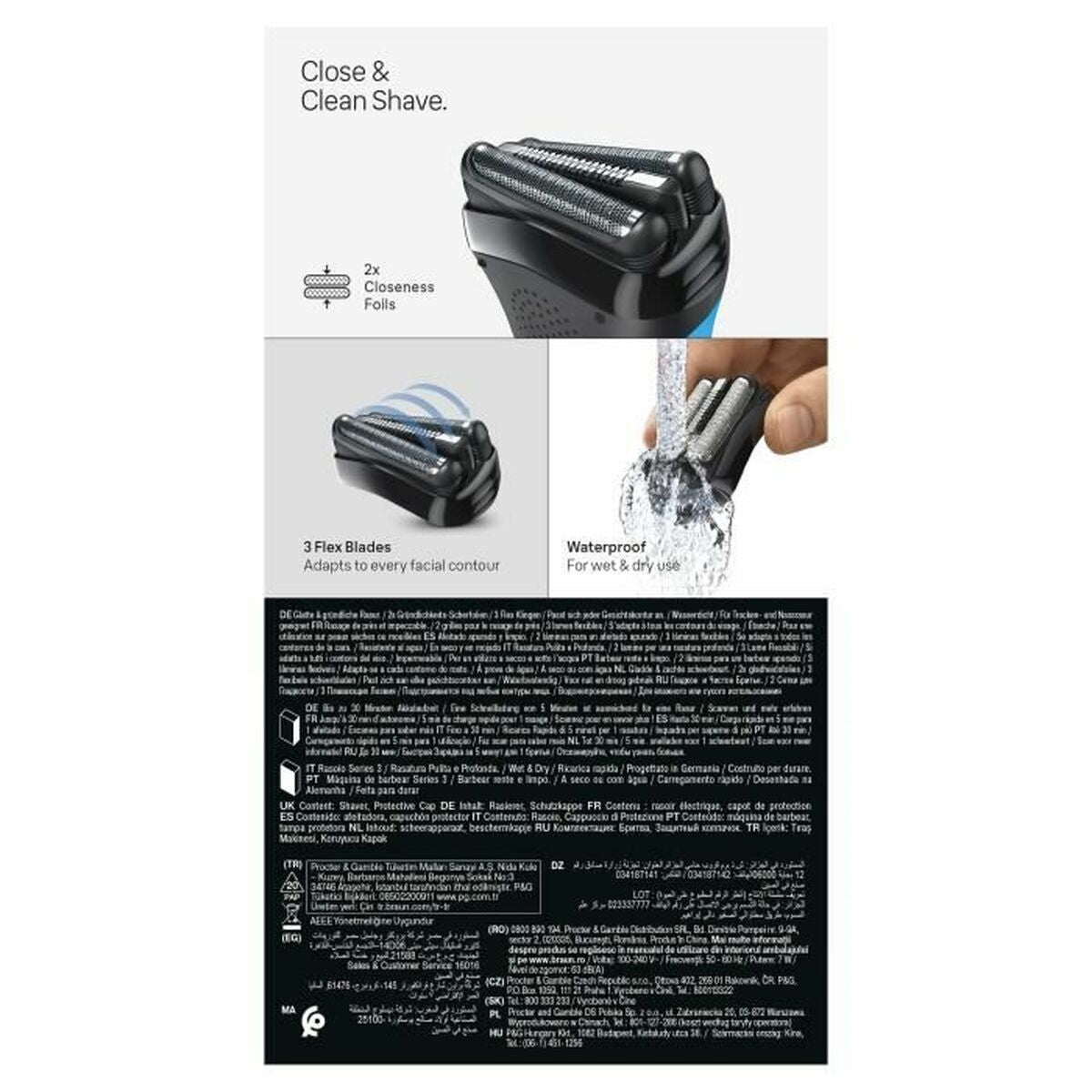 Electric shaver Braun Series 3 product packaging