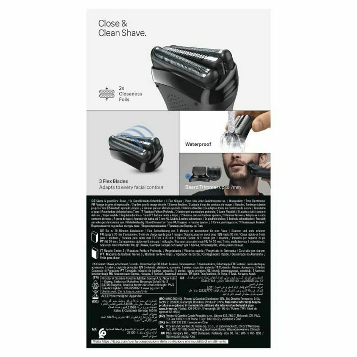 Electric shaver Braun Series 3 product packaging