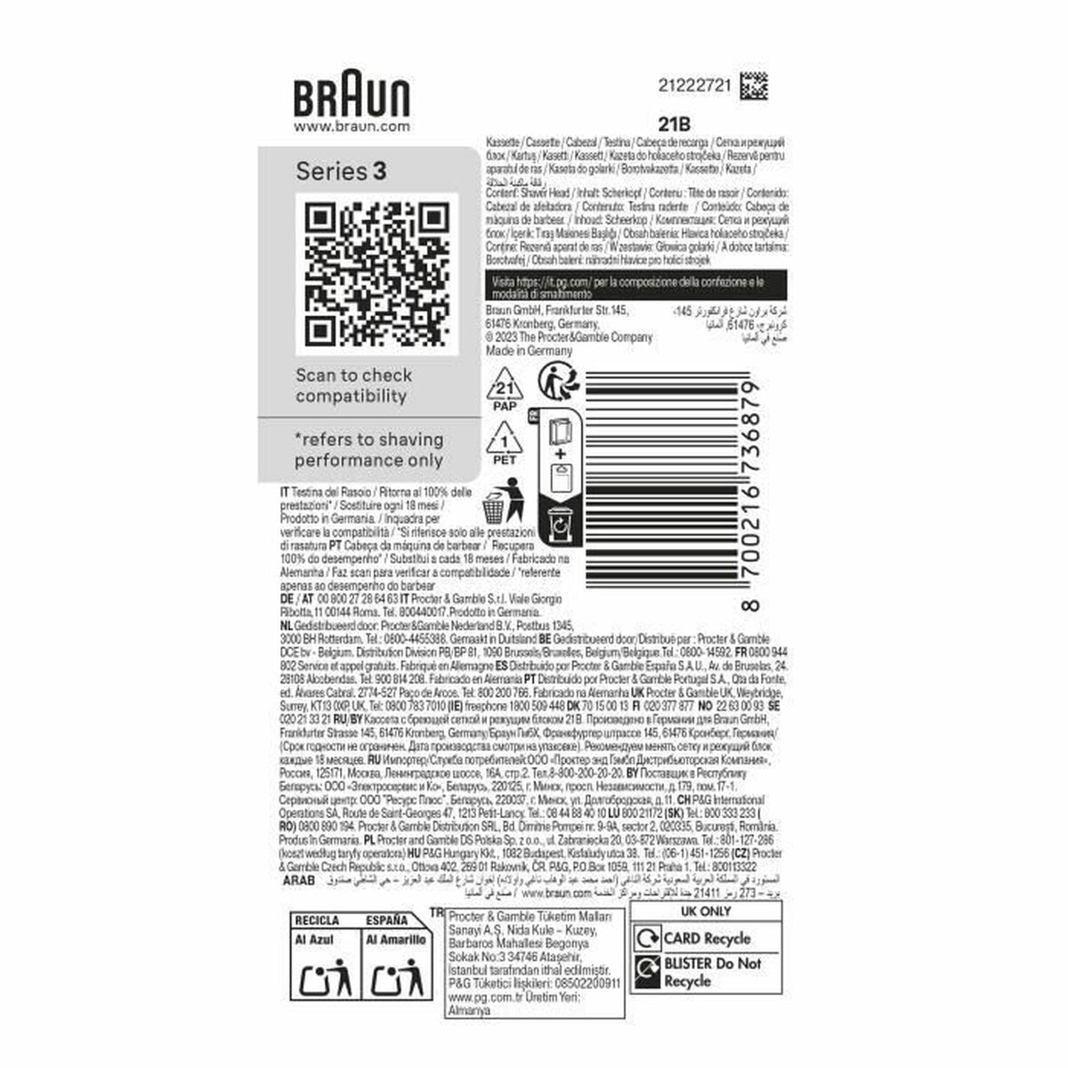 Replacement Head Braun Series 3 product packaging