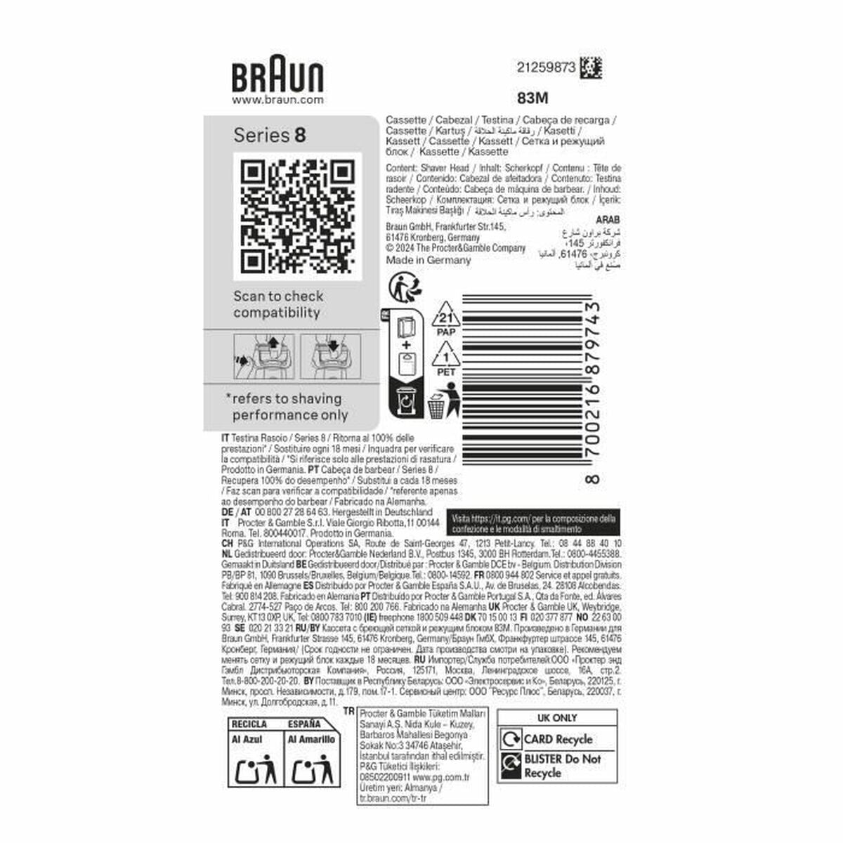 Replacement Head Braun Series 8 product packaging