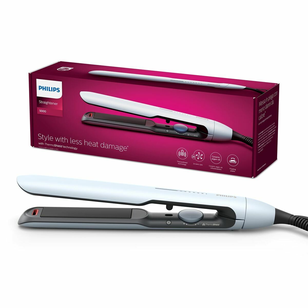 Hair Straightener Philips BHS520/00 White Black product packaging