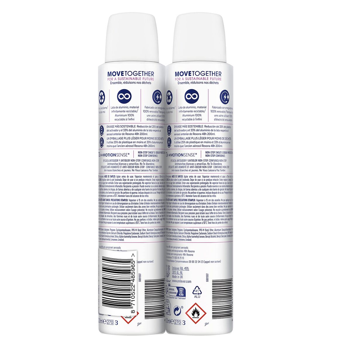 Deodorant Rexona 48h Invisible 200 ml (2 Units) product packaging