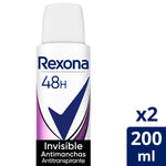 Deodorant Rexona 48h Invisible 200 ml (2 Units) product packaging
