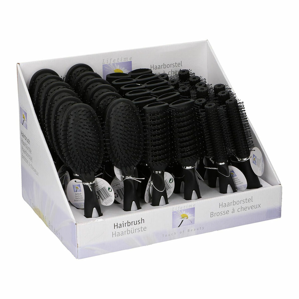 Detangling Hairbrush Lifetime Touch of beauty Black product packaging