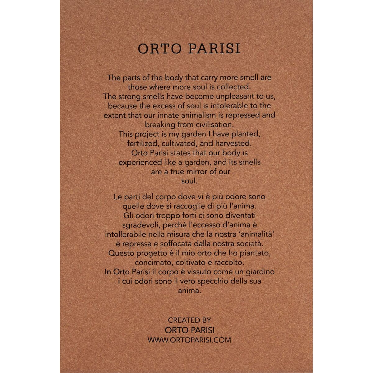 Unisex Perfume Orto Parisi STERCUS 50 ml product packaging